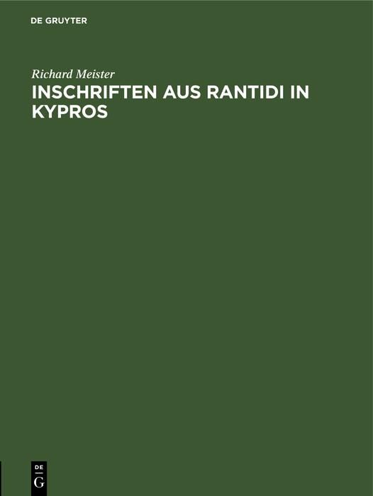 Produktbild: Inschriften aus Rantidi in Kypros