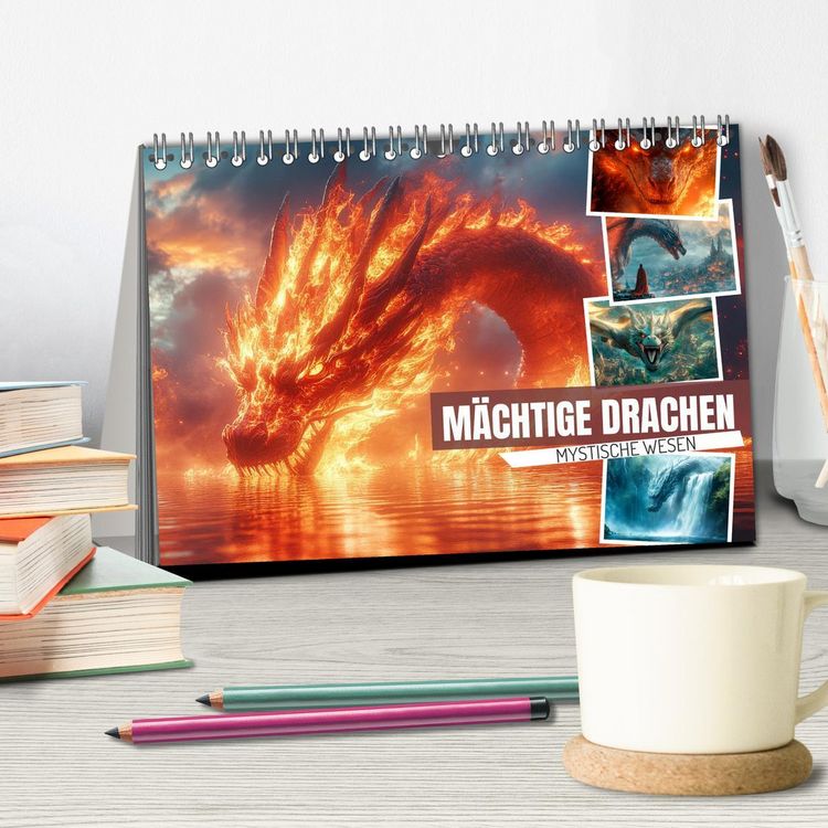 Produktbild: M&Auml;CHTIGE DRACHEN Mystische Wesen (Tischkalender 2026 DIN A5 quer), CALVENDO Monatskalender