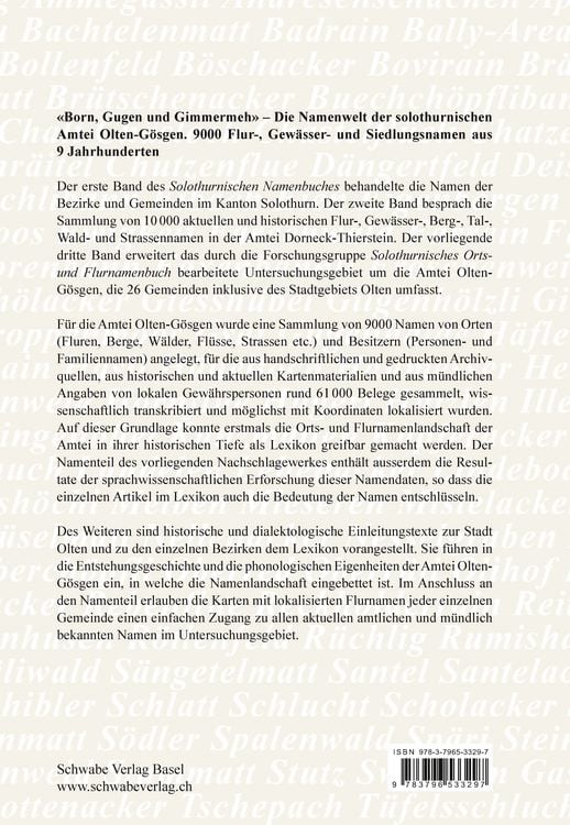 Produktbild: Die Flur- und Siedlungsnamen der Amtei Olten-G&ouml;sgen