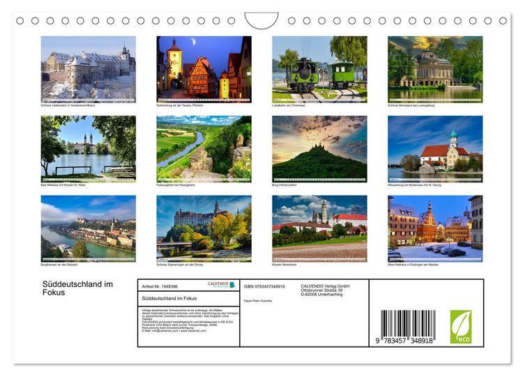 Produktbild: S&uuml;ddeutschland im Fokus (Wandkalender 2026 DIN A4 quer), CALVENDO Monatskalender