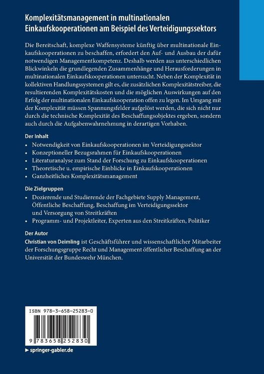 Produktbild: Komplexit&auml;tsmanagement in multinationalen Einkaufskooperationen am Beispiel des Verteidigungssektors