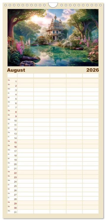 Produktbild: Familienplaner 2026 - Landschaft romantisch gesehen mit 5 Spalten (Wandkalender, 21 x 45 cm) CALVENDO