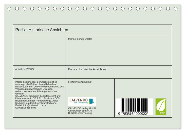 Produktbild: Paris - Historische Ansichten (Tischkalender 2026 DIN A5 quer), CALVENDO Monatskalender