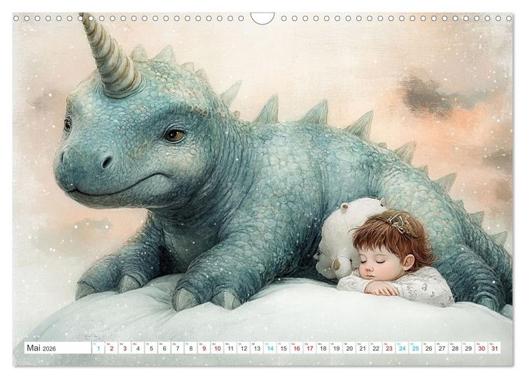 Produktbild: Dinozauber &ndash; Wenn Urzeitbewohner zu Freunden werden (Wandkalender 2026 DIN A3 quer), CALVENDO Monatskalender