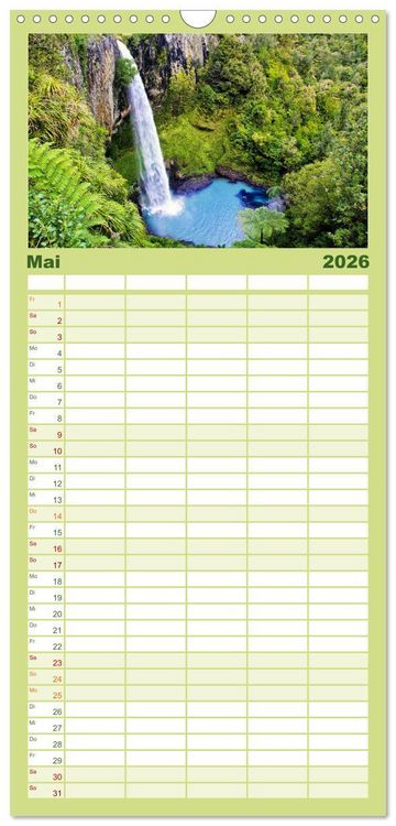 Produktbild: Familienplaner 2026 - Neuseeland - Die sch&ouml;nsten Orte am anderen Ende der Welt mit 5 Spalten (Wandkalender, 21 x 45 cm) CALVENDO