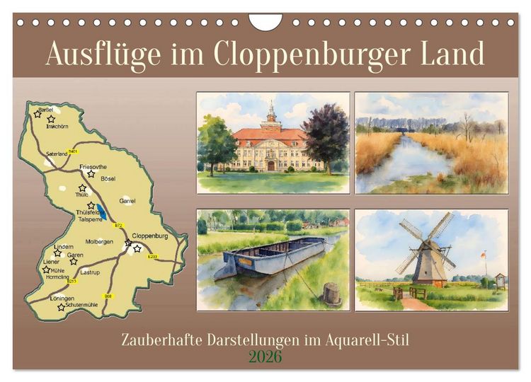 Produktbild: Ausfl&uuml;ge im Cloppenburger Land (Wandkalender 2026 DIN A4 quer), CALVENDO Monatskalender