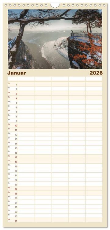 Produktbild: Familienplaner 2026 - S&auml;chsische Schweiz / Geburtstagsplaner mit 5 Spalten (Wandkalender, 21 x 45 cm) CALVENDO