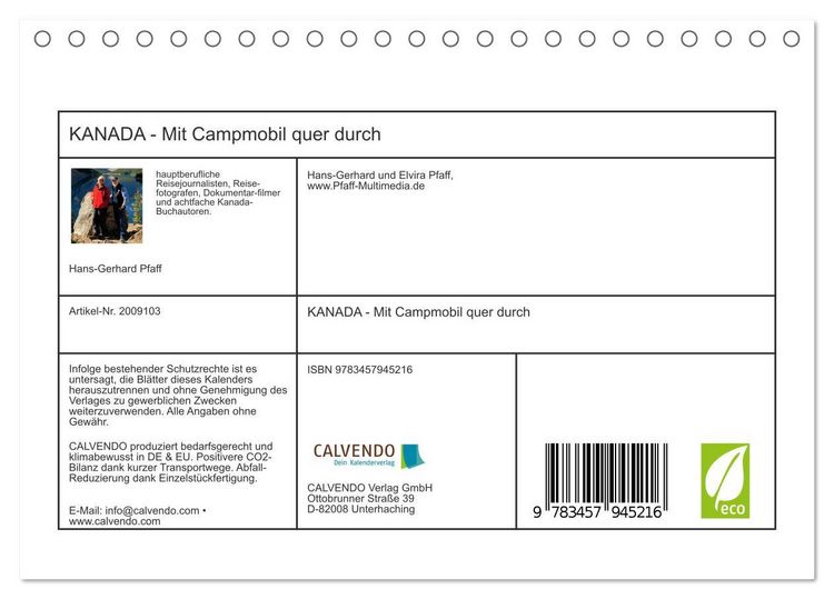 Produktbild: KANADA - Mit Campmobil quer durch (Tischkalender 2026 DIN A5 quer), CALVENDO Monatskalender