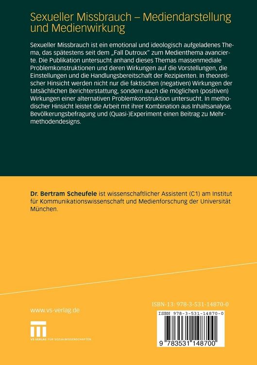 Produktbild: Sexueller Missbrauch &mdash; Mediendarstellung und Medienwirkung