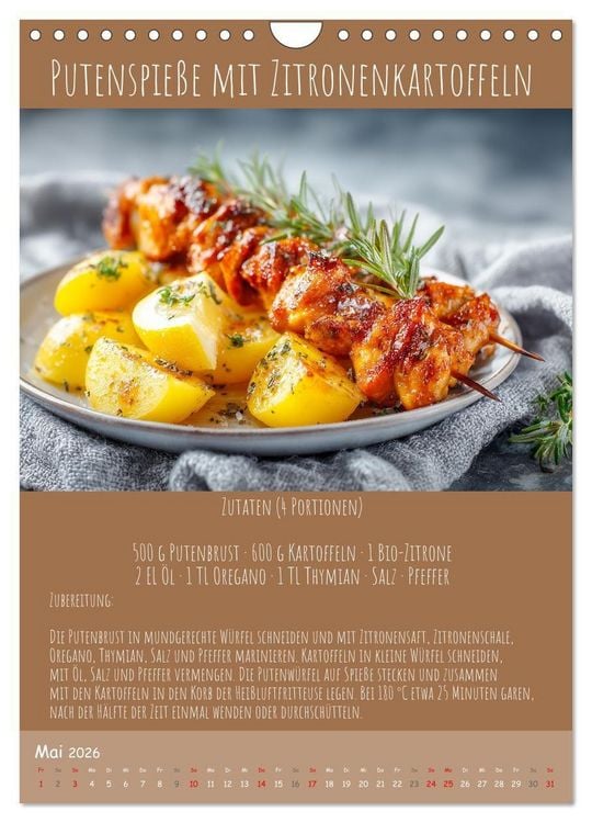 Produktbild: REZEPTE - Kochen in der Hei&szlig;luftfritteuse (Wandkalender 2026 DIN A4 hoch), CALVENDO Monatskalender
