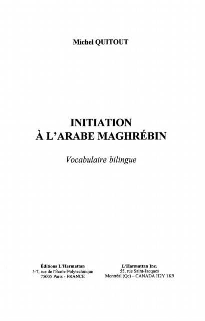 Produktbild: Initiation a l'arabe maghrebin: vocabul