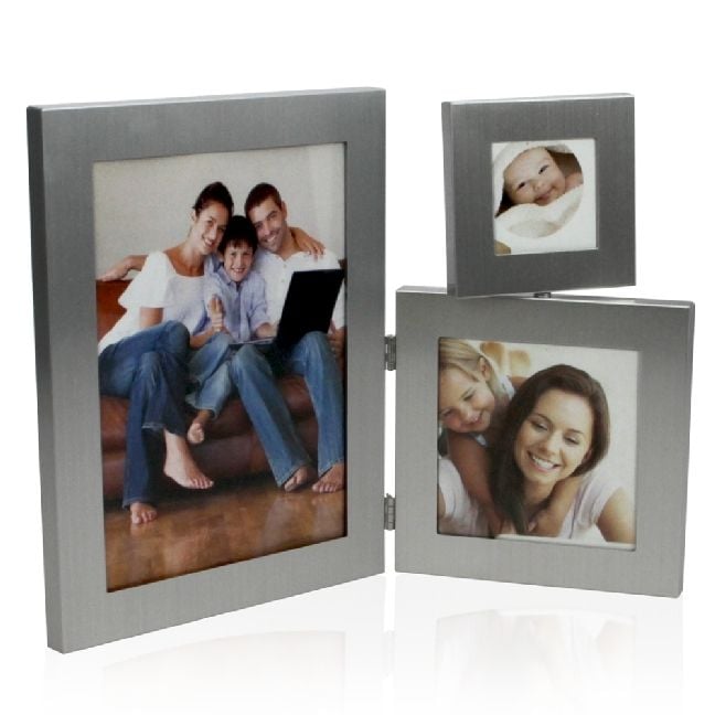 Produktbild: Fotorahmen Edelstahl/ Rahmen gl&auml;nzend, f&uuml;r 3 Fotos