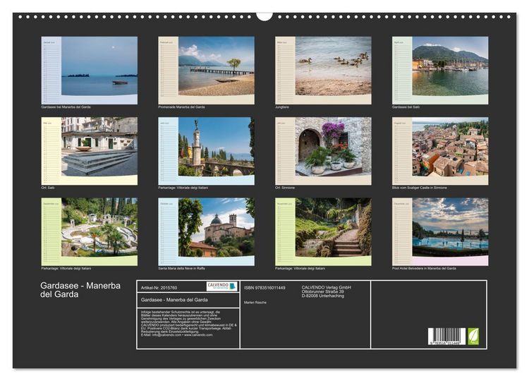 Produktbild: Gardasee - Manerba del Garda (Wandkalender 2026 DIN A2 quer), CALVENDO Monatskalender