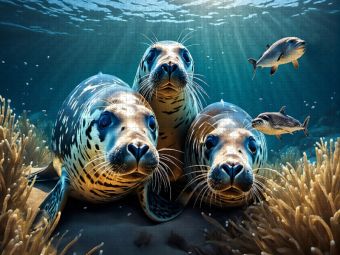 Produktbild: CALVENDO Puzzle Seehunde in ihrem Unterwasserrevier | 1000 Teile Lege-Gr&ouml;&szlig;e 64x48cm Foto-Puzzle f&uuml;r gl&uuml;ckliche Stunden
