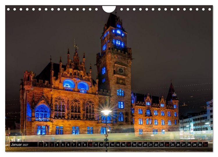 Produktbild: City Lights Saarbr&uuml;cken (Wandkalender 2027 DIN A4 quer), CALVENDO Monatskalender