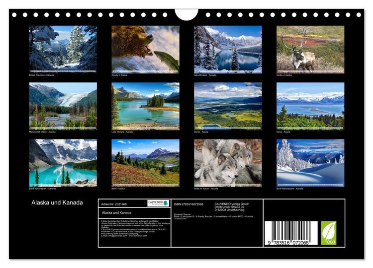Produktbild: Alaska und Kanada (Wandkalender 2026 DIN A4 quer), CALVENDO Monatskalender