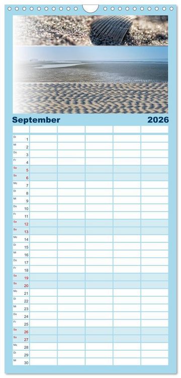 Produktbild: Familienplaner 2026 - K&uuml;stenstreifen an der Nordsee mit 5 Spalten (Wandkalender, 21 x 45 cm) CALVENDO