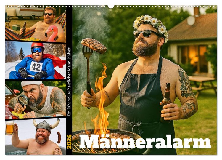 Produktbild: M&auml;nneralarm - Ein Jahr voller herrlicher M&auml;nnlichkeit (Wandkalender 2026 DIN A2 quer), CALVENDO Monatskalender