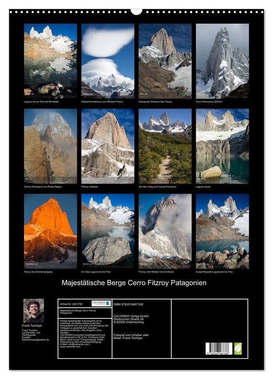 Produktbild: Majest&auml;tische Berge Cerro Fitzroy Patagonien (Wandkalender 2026 DIN A2 hoch), CALVENDO Monatskalender