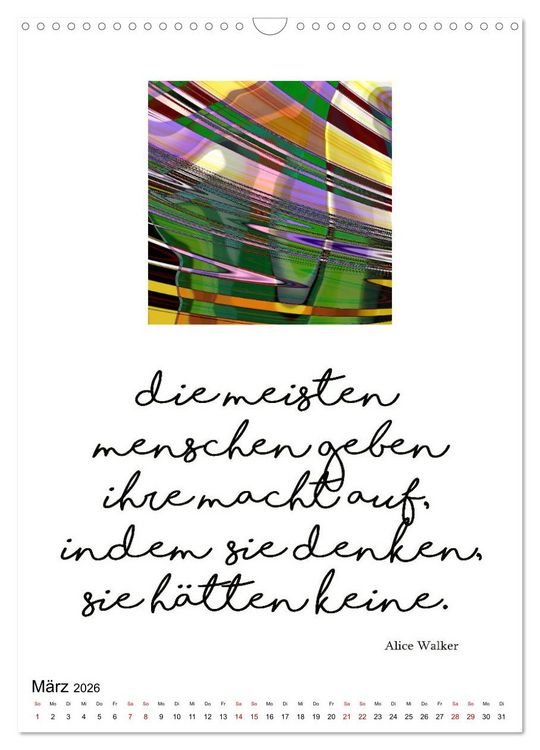 Produktbild: Mehr als Worte - Zitate starker Frauen (Wandkalender 2026 DIN A3 hoch), CALVENDO Monatskalender