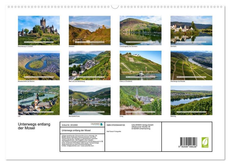 Produktbild: Unterwegs entlang der Mosel (hochwertiger Premium Wandkalender 2027 DIN A2 quer), Kunstdruck in Hochglanz