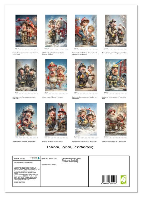 Produktbild: L&ouml;schen, Lachen, L&ouml;schfahrzeug (hochwertiger Premium Wandkalender 2026 DIN A2 hoch), Kunstdruck in Hochglanz