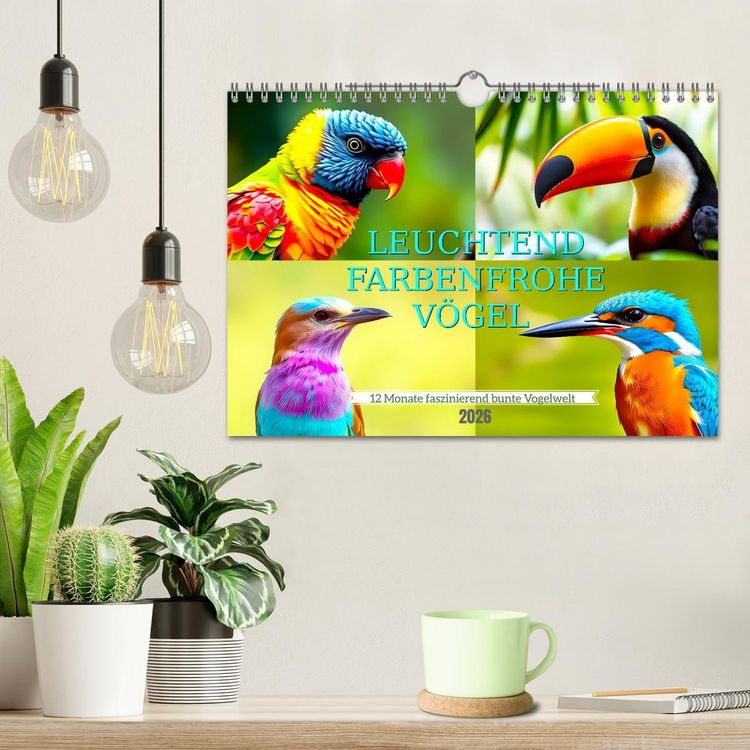 Produktbild: Leuchtend farbenfrohe V&ouml;gel (Wandkalender 2026 DIN A4 quer), CALVENDO Monatskalender