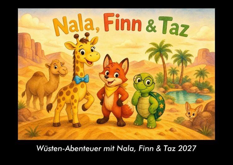 Produktbild: W&uuml;sten-Abenteuer mit Nala, Finn & Taz 2027 Fotokalender DIN A3