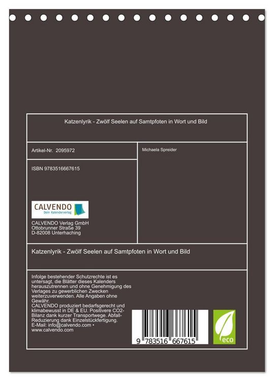 Produktbild: Katzenlyrik - Zw&ouml;lf Seelen auf Samtpfoten in Wort und Bild (Tischkalender 2026 DIN A5 hoch), CALVENDO Monatskalender