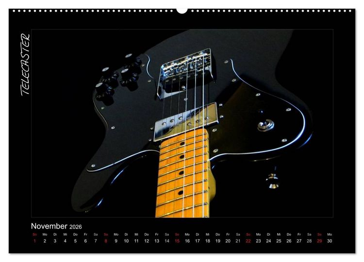 Produktbild: ROCKGITARREN in Szene gesetzt (hochwertiger Premium Wandkalender 2026 DIN A2 quer), Kunstdruck in Hochglanz