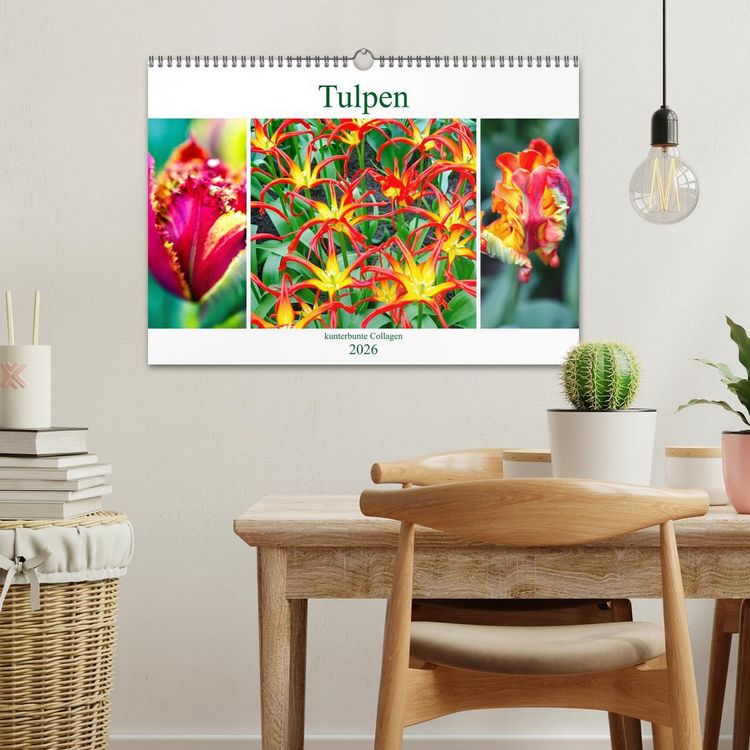 Produktbild: Tulpen - kunterbunte Collagen (Wandkalender 2026 DIN A3 quer), CALVENDO Monatskalender