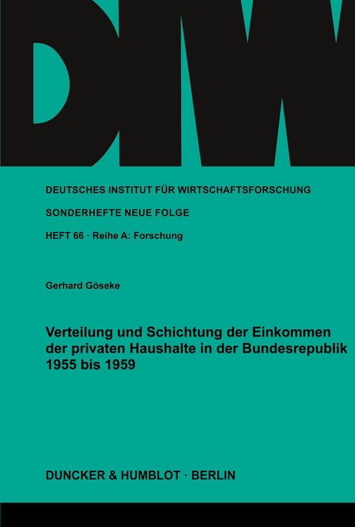 Produktbild: Verteilung und Schichtung der Einkommen der privaten Haushalte in der Bundesrepublik 1955 bis 1959.
