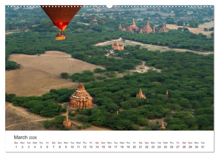 Produktbild: Bagan - Pagodas in the forest (High Quality Premium Wall Calendar 2026 DIN A2 landscape),CALVENDO 12 Month Wall Calendar