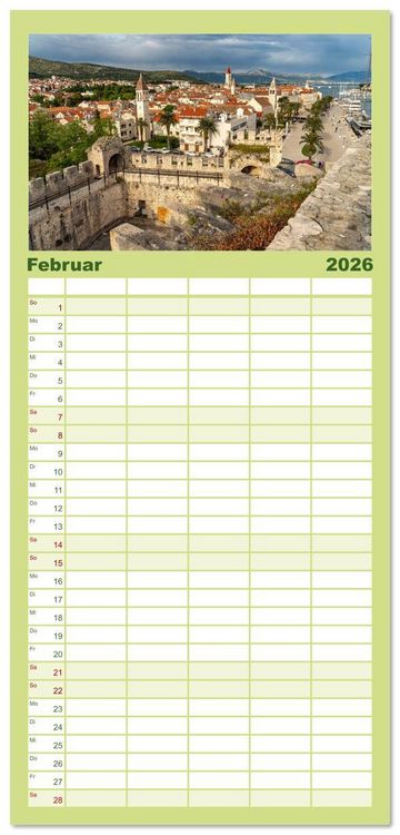 Produktbild: Familienplaner 2026 - Kroatien - Welterbe Trogir mit 5 Spalten (Wandkalender, 21 x 45 cm) CALVENDO