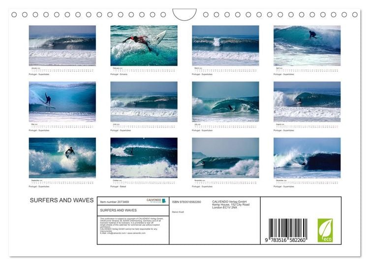 Produktbild: SURFERS AND WAVES (Wall Calendar 2026 DIN A4 landscape), CALVENDO 12 Month Wall Calendar