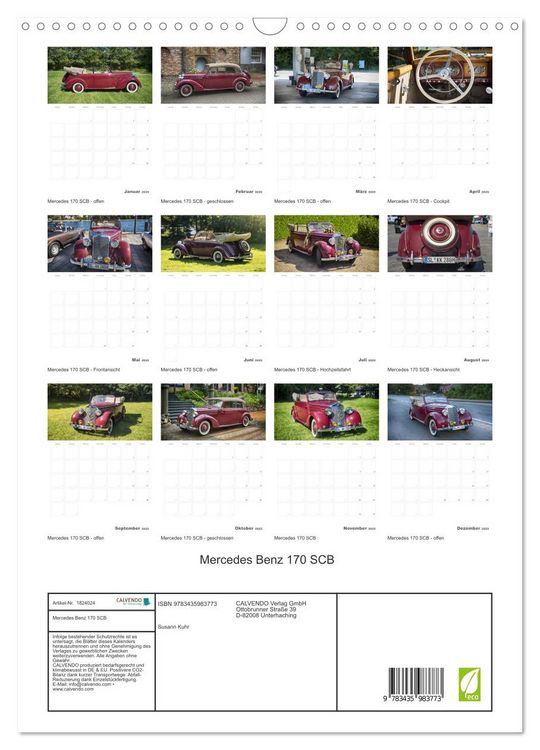 Produktbild: Mercedes Benz 170 SCB (Wandkalender 2025 DIN A3 hoch), CALVENDO Monatskalender
