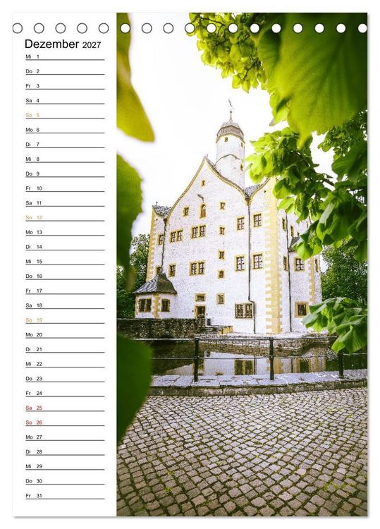Produktbild: Sachsens Burgen und Schl&ouml;sser - Beschreibbarer Kalender mit Ortsangaben (Tischkalender 2027 DIN A5 hoch), CALVENDO Monatskalender