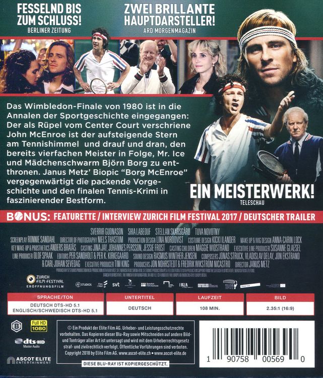Produktbild: Borg vs. McEnroe - Duell zweier Gladiatoren