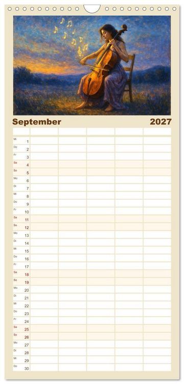 Produktbild: Familienplaner 2027 - Im Zauber der Musik - Romantische Kunstwerke zwischen Klang und Farbe mit 5 Spalten (Wandkalender, 21 x 45 cm) CALVENDO