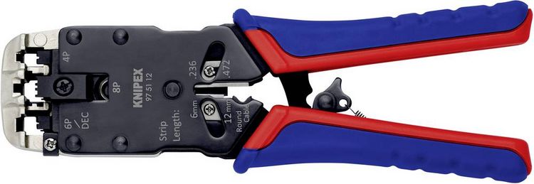 Produktbild: Knipex 97 51 12 97 51 12 D1 Crimpzange Modularstecker (Westernstecker) RJ10, RJ11, RJ12, RJ45