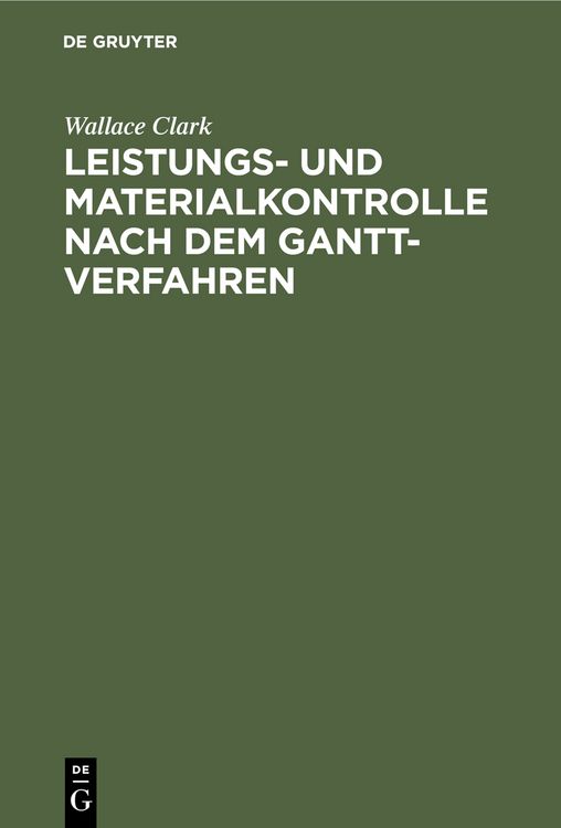 Produktbild: Leistungs- und Materialkontrolle nach dem Gantt-Verfahren