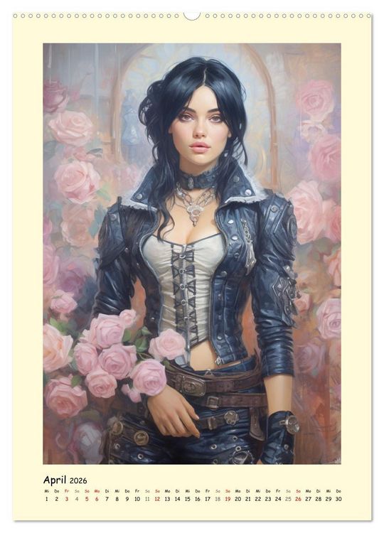 Produktbild: Sch&ouml;ne Steampunk Girls. Retro-&Auml;sthetik im Aquarell-Stil (hochwertiger Premium Wandkalender 2026 DIN A2 hoch), Kunstdruck in Hochglanz