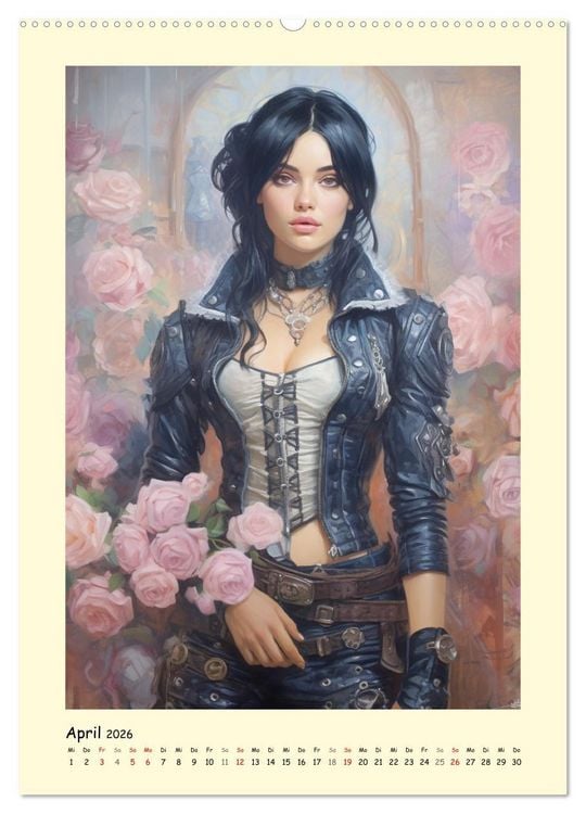 Produktbild: Sch&ouml;ne Steampunk Girls. Retro-&Auml;sthetik im Aquarell-Stil (Wandkalender 2026 DIN A2 hoch), CALVENDO Monatskalender