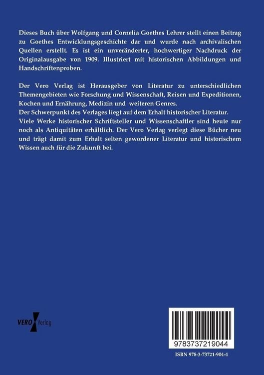 Produktbild: Wolfgang und Cornelia Goethes Lehrer