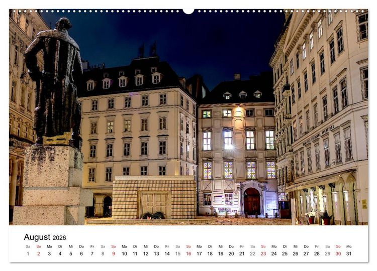 Produktbild: Wien nach Sonnenuntergang (hochwertiger Premium Wandkalender 2026 DIN A2 quer), Kunstdruck in Hochglanz