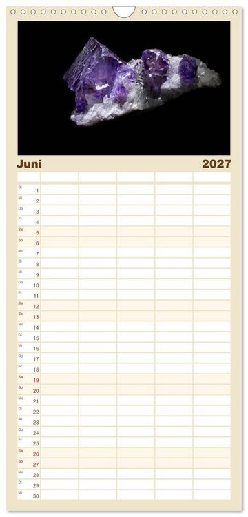 Produktbild: Familienplaner 2027 - MINERALIEN designed by nature mit 5 Spalten (Wandkalender, 21 x 45 cm) CALVENDO