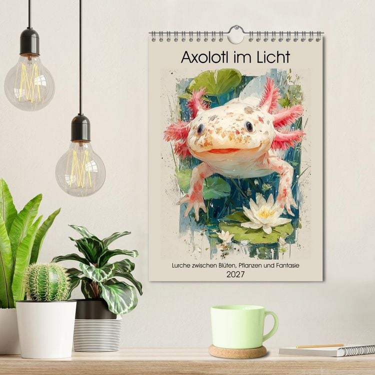 Produktbild: Axolotl im Licht. Lurche zwischen Bl&uuml;ten, Pflanzen und Fantasie (Wandkalender 2027 DIN A4 hoch), CALVENDO Monatskalender