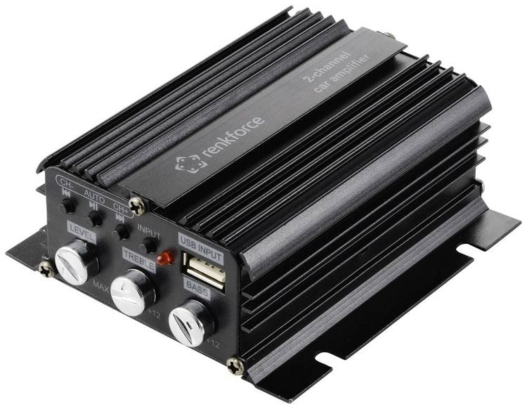 Produktbild: Renkforce RF-CMP-202 2-Kanal Endstufe 100 W Bluetooth&reg;-/USB-Audiowiedergabe, Lautst&auml;rke-/Bass-/H&ouml;hen-Regelung