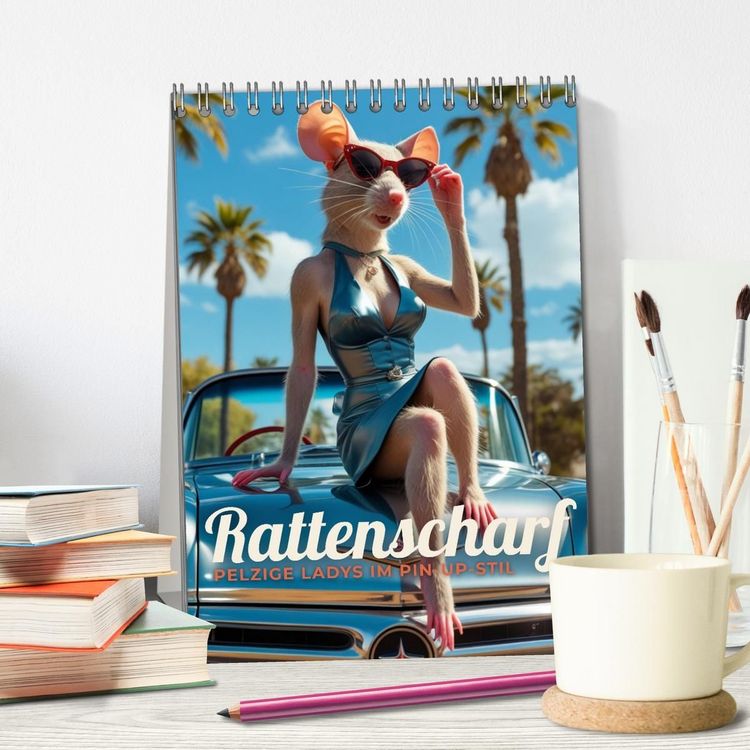 Produktbild: Rattenscharf &ndash; Pelzige Ladys im Pin-up-Stil (Tischkalender 2027 DIN A5 hoch), CALVENDO Monatskalender
