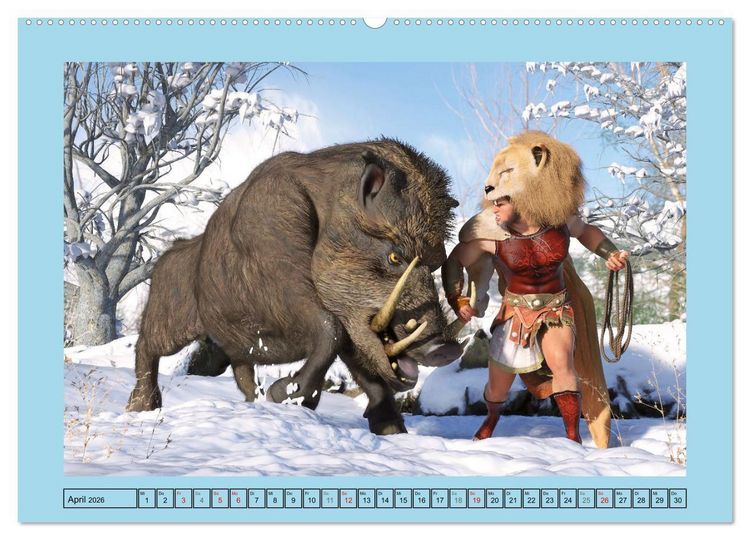 Produktbild: Die zw&ouml;lf Aufgaben des Herkules (hochwertiger Premium Wandkalender 2026 DIN A2 quer), Kunstdruck in Hochglanz